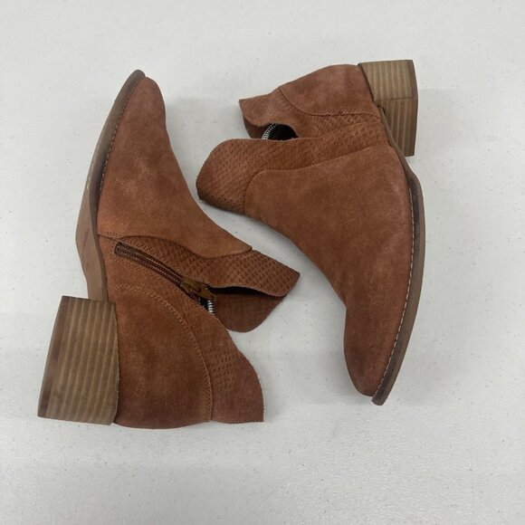 Seychelles Score Suede Leather Side Zip Heeled Ankle Booties Shoes Womens 9.5 - Picture 6 of 9
